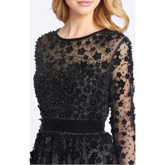 B69 Mac Duggal Dress Womens 2 Sheer Floral Audrey Hepburn Old Hollywood Wedding - Picture 3 of 10